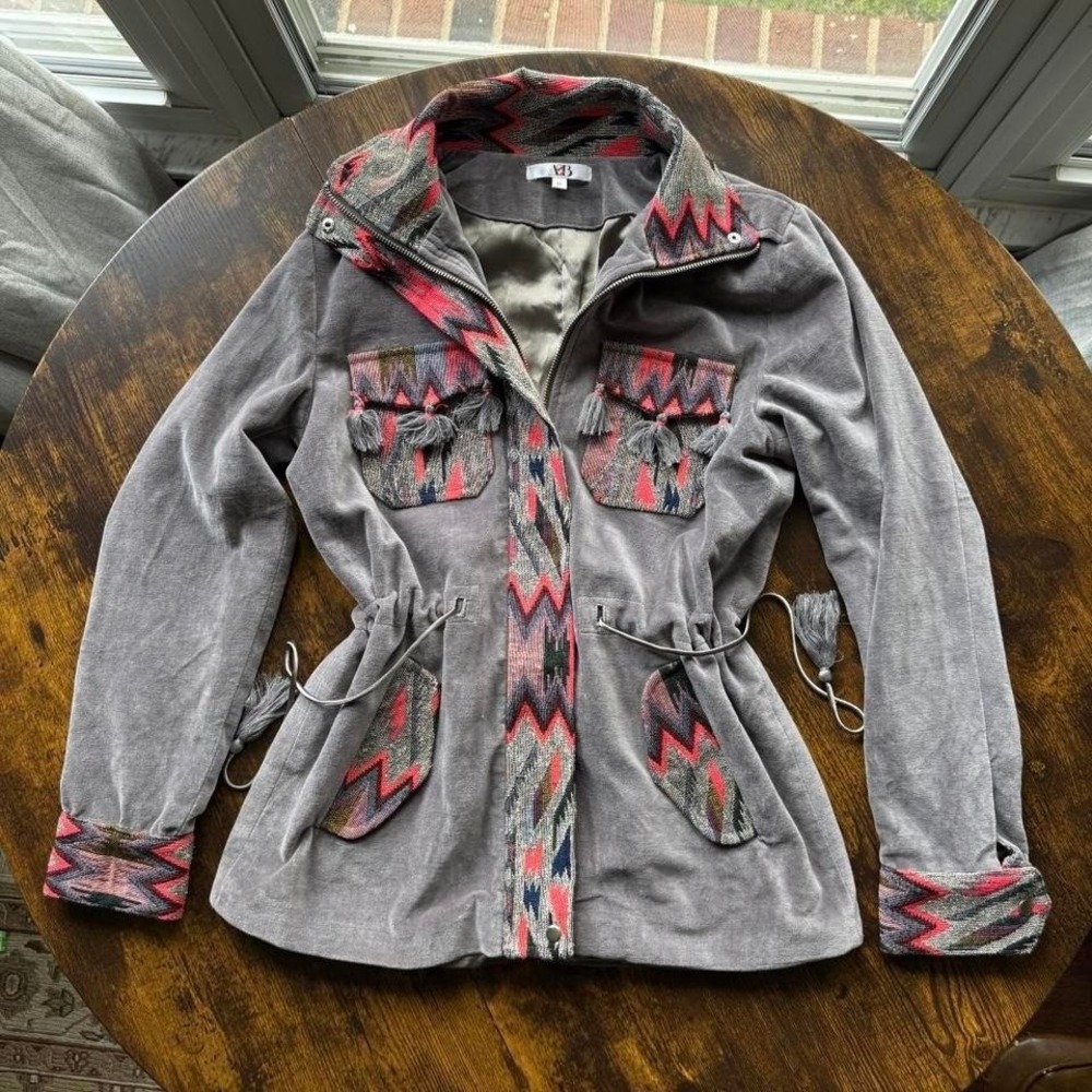 Boho tribal tassel jacket women's medium statement festival layer